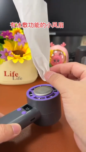 High-Speed Mini Handheld Fan Long Battery Life Rechargeable High Speed Refrigeration Fan Portable Fan Semiconductor Cooling Air Conditioner Strong Wind 5 Speed Adjustable Turbo Fan