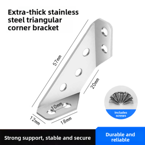 MONLEYTA | Thickened Stainless Steel Angle Code 90 Degree Right Angle Iron Fixed Furniture Chair Strengthening Triangle Support Frame Fixer