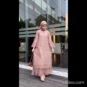 GAMIS COUPLE GERALDINA /  COUPLE GAMIS BRUKAT TILE DAN KEMEJA MOSCREPE/ GAMIS PESTA