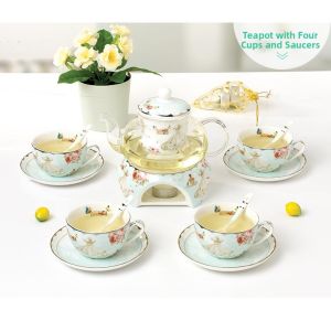 DANBIYIN | Fruit Flower Tea Pot Set English Afternoon Tea Candle Heating