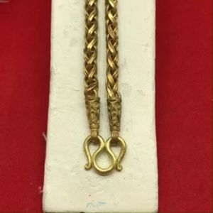 สร้อยคอทองเหลืองโบราณ(งานดิบ) ลายสีเสาโปร่ง ความยาว 24 นิ้ว ไม่ได้ชุบ สร้อยโบราณ ลายหางกระรอก สไตล์วินเทจ #Vintage