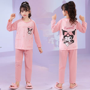 Cotton Pajamas Baby Girls Kids Long Sleeve Sleep Wear Girls Cartoon Kulomi Print Nightwear