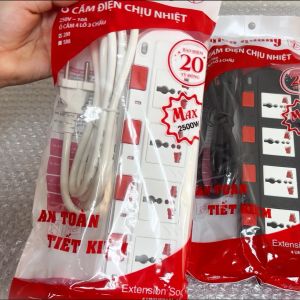 Ổ cắm điện đa năng Điện Quang ĐQ ESK 5W. SM740SL (4 lỗ 3 chấu dây 5 mét màu Trắng Đỏ) công suất 2500W tự ngắt khi quá tải BH 12 tháng