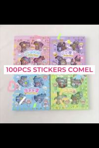 100 Pcs/Box Cute Girl Cartoon Stickers Tape Set No Repeating Pattern Transparent Water Bottle Sticker Ins Gift 可愛胶带贴纸手账