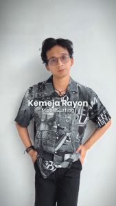 SUWALL Kemeja Lengan Pendek Rayon Pria Original Motif Terbaru Bahan Adem Size L Sampai 2XL SWL013