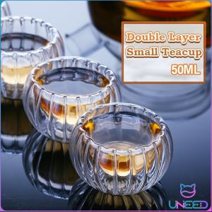 Need. Tea Cup Transparent Double Layer Small Tea Cup Thickened Glass Small Tea Cup 50ml