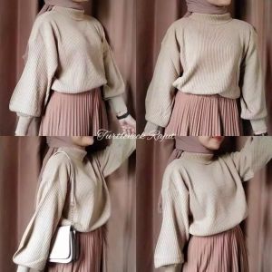 FASHION WANITA BASIC RAJUT KERAH / RAJUT LENGAN BALON / RAJUT IMPORT / ATASAN RAJUT TERBARU / FASHION KEKINIAN TERLARIS