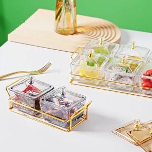 Inaso Tempat Saji Makanan Set Dengan Pegangan Storage Jar with Tray Kotak Penyimpanan Snack Kue Cemilan Aesthetic HSB658