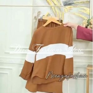 ONE SET JISANA - BAJU SETELAN WANITA KOMBINASI ROK DAN ATASAN BLOUSE - Two-piece Set - COD