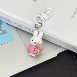 Bandai | Kawaii Miffy Rabbit Keychain Cute Outfit Miffy Rabbit Keychain Cartoon Girl Heart Student Bag Best Friend Gift Accessory