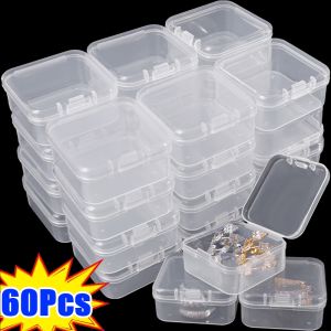 60 ชิ้น กล่องพลาสติกใสสำหรับจัดเก็บของ / กล่องใส่เครื่องประดับขนาดเล็กพกพาสะดวก / กล่องจัดระเบียบเดสก์ท็อปขนาดเล็กกันฝุ่นสำหรับจัดเก็บต่างหู แหวน ที่อุดหู งานฝีมือ