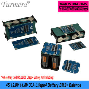 Turmera 4S 12.8V 14.8V 30A Lifepo4 Battery BMS with Balance for Diy 12V 18650 32700 33140 LFP Cell Solar Panel UPS Batteries Use