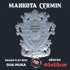 ornamen pagar besi mahkota cermin rapat 40x50cm dua sisi hiasan pintu pagar