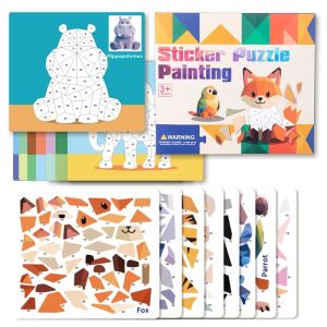 Bộ 8 Miếng Dán Hình Ghép Hình Cho Trẻ Em - Tranh Động Vật & Phương Tiện Giao Thông Bộ Dụng Cụ Sáng Tạo Quà Tặng Tiệc Tùng - Tranh Dán Hình Phát Triển Trí Tượng Tạo Cho Trẻ Em