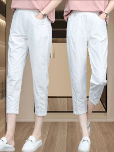 กางเกงขายาวทรงตรงเอวสูงสไตล์เกาหลีสำหรับผู้หญิง กางเกงขายาวทรงสลิมฟิต 7 ฟุต กางเกงขายาวสไตล์ฮาราจูกุ ฤดูร้อน 2024