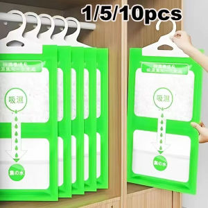10pcs Wardrobe Hanging Moisture Absorbent Bags Anti-Mold Desiccant Packets Closet Cabinet Dehumidifier Bag Moisture Proof Desiccant Hanging Wardrobe Closet Drying Agent Dehumidification Anti-mold Bag
