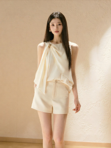 oshea | Áo Blouse Satin Elegance Kiểu Pháp Mới Không Tay