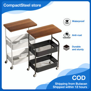 CompactSteel store Movable Storage Rack Cart Trolley Rack With Table Board Toy Snack Storage Trolley Shelf Kitchen Rack