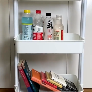 3 Tier Trolley Rack Kitchen Storage Rack Multipurpose Push Cart Bedroom Organizer Snack Storage Rack Baby Product Rack Cart Shelving Utility Cart