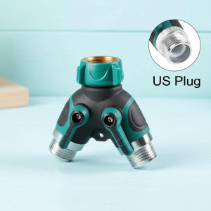 Double Y Garden Hose Splitter with Shut Off Valve Outdoor Water Connector for Lawn Irrigation System