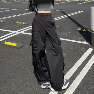 Slim High Waist Black Workwear Pants Womens Summer New Thin Design High Street Loose Casual Long Pants Fashionable Trendy Hot