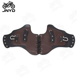 JNYD Motorcycle Universal PU Leather Heat Saddle Shield Deflectors Black/ Brown For Harley Touring Sportster Dyna Honda Yamaha