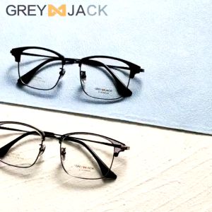 Grey Jack Frame Kacamata Bahan Titanium Model Kotak Ringan Kokoh Style Bisnis Bisa Minus Antiradiasi Blueray Photocromic Bluecromic 8829