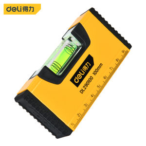 deli | Deli 100mm Portable Magnetic Pocket Level High-precision Aluminum Structure Spirit Bubble Level Horizontal Level