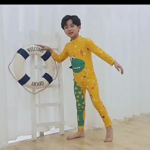 228AISAMEFE Conservative Handsome Shark Cute Long Sleeve Children Swimwear Baby Boys Swimwear Beach Sunscreen Swimwear Surfing Suit