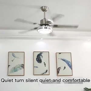 พัดลมเพดาน LED พร้อมพัดลม 3 สี หรี่แสงได้ พัดลมเพดานขนาดใหญ่ 42/52 นิ้ว ใบพัดกันสนิม 5 ใบ พัดลมเพดานอุตสาหกรรมสีขาว สำหรับห้องนั่งเล่น ห้องอาหาร ร้านอาหาร บาร์ (รีโมตคอนโทรลฟรี)