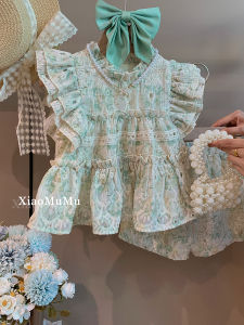 Korean Style Baby Girl Summer Outfit Doll Shirt Shorts Two Piece Set Fashionable Childrens Clothing Baby Clothes Set