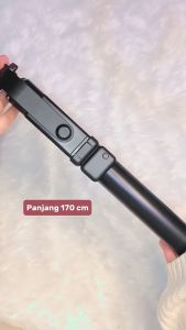 Tripod Bluetooth 4IN 1 360° Rotasi Remote Control R1S-L Besar 170cm Selfie Stick+Lampu Flash