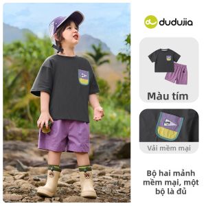 DUDUJIA | Bộ Đồ Bé Trai Bé Gái Dạng Dã Ngoại 2 Mảnh Cotton