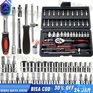 Set Kunci Sok Kunci Shock 46 pcs Mobil Motor Lengkap Socket Tool Kit set Pas Ring Motor Mobil