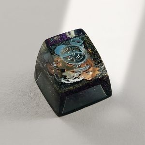 SA R1 Profile Black Gold Time Resin Keycaps Personalized Handmade Single for MX Mechanical Keyboard