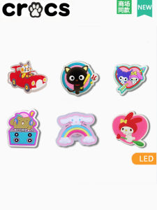 LED Flashing Hole Shoe Accessories Childrens Glowing Compatible Shoe Flower Accessories Decorative Buckle Kuroko