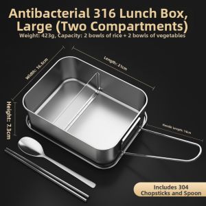 Classic Segmented 316 Stainless Steel Lunch Box