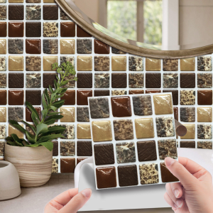 10/30/50Pcs 10*10cm Mosaic Crystal 3D Wallpaper Moisture-proof Self-adhesive Wall Sticker Tiles for Bar Counter Kitchen Living Room Home Decor