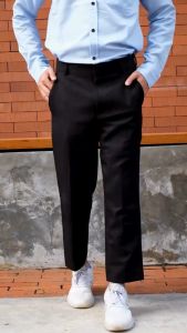 Burlois Store - Celana panjang formal pria burlois slimfit terbaru Celana panjang kantoran pria semiwool black edition terkini burlois