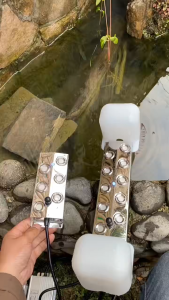 อัลตร้าโซนิค 6 หัวฉีด เครื่องจ่ายไฟแบบกันน้ำ + ทุ่นน้ำและป้องกันการขาดน้ำไฟตก ใช้ในการดูบ่อปลา