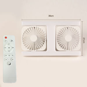 60W LED Double Head Ceiling Fan Light with Remote E27 Socket H Type Fan Light for Living Room Bedroom Dining Room Fan Fixture