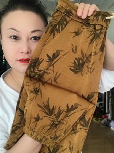 Summer 2025 High Waist Trousers Womens Loose Elastic Ice Silk Retro Style Casual Pants Korean Style with Pockets Nine Points