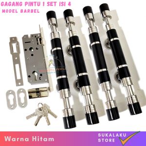 handle pintu mewah 1 set isi 4 model barbel warna hitam panjang 35cm 45cm 60cm