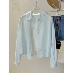Elegant Pure Cotton Long Sleeve Shirt Womens Spring Autumn New Style French Style Small Size Age Reduction Open Cardigan Top