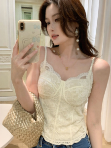 MEIZISHULE | Fuzzy Velvet Lace Waterdrop Bra Top