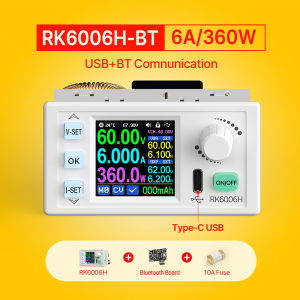 occkic | Rk6006h 1.54inch Digital Display Dc Boost Buck Voltage Converter Adjustable Regulated Power Supply Module Type C Port 60v 6a 360