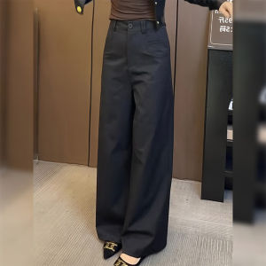 Fashion French Style Advanced Matching Slimming Black Wide Leg Pants