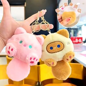 Gantungan Kunci Boneka Kucing Plush Ekor Bersuara Ganci Tas Sekolah Lucu Kucing Berekor Besar Keychain Mobil Unik