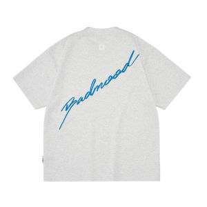 PCLP Handwritten Style Short Sleeve round Neck Loose Fit Sporty T-Shirt for Men Retro American Trendy Brand Summer Top