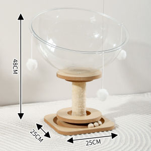 Spacecraft Acrylic Cat Bed Rotating Chair Summer Ice Cave Integrated Half-Closed Design Cat Toy Comfortable Cat Nest